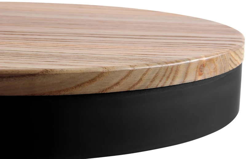 Tabouret de bar x1 style industriel – Assise en bois et pied métal noir réglable et pivotant 10_0006568