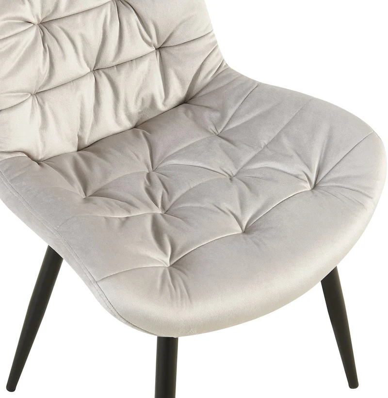 Chaises de salle à manger x2 en velours gris clair cadre en métal noir confort & élégance intemporelle 10_0007566