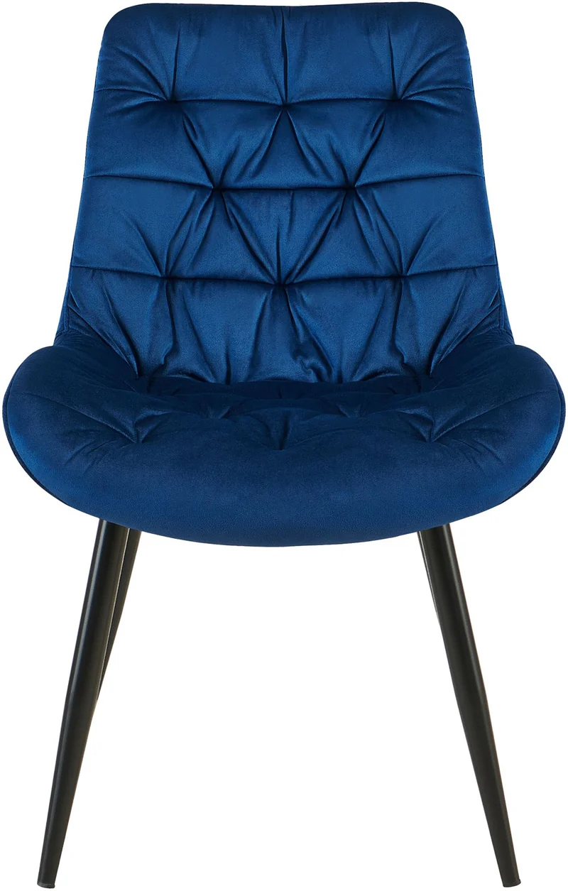 Chaises de salle à manger x2 en velours bleu cadre en métal noir confort & élégance intemporelle 10_0007460