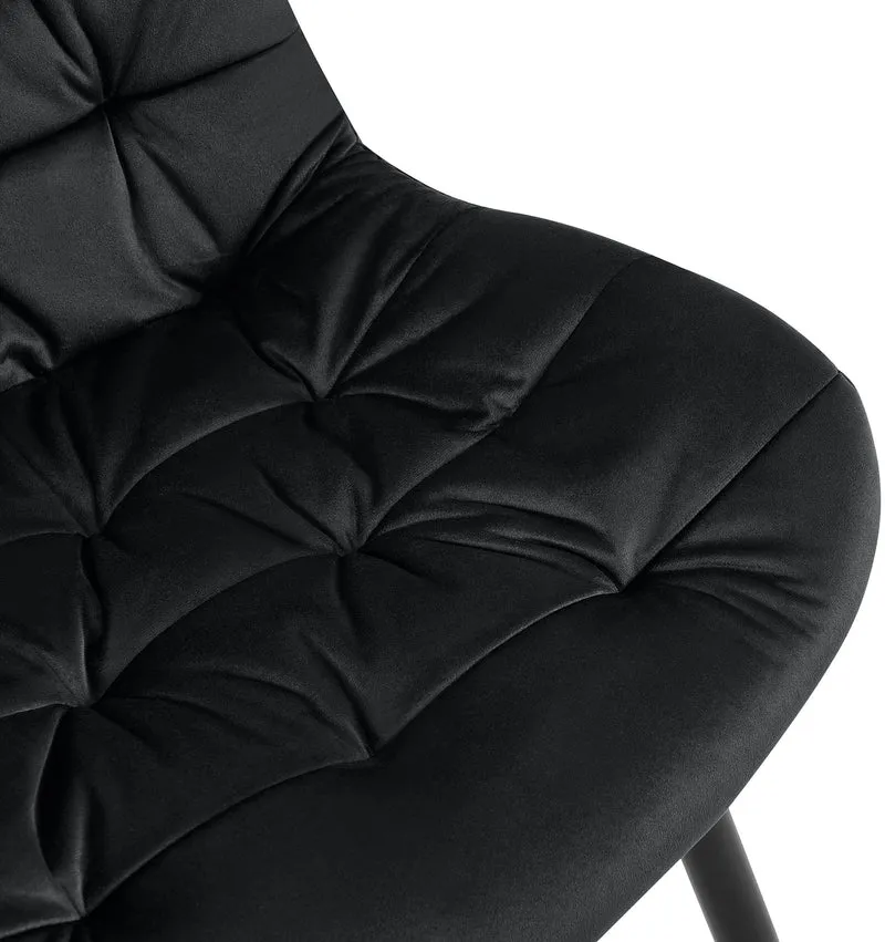 Chaises de salle à manger x2 en velours noir cadre en métal noir confort & élégance intemporelle 10_0007441