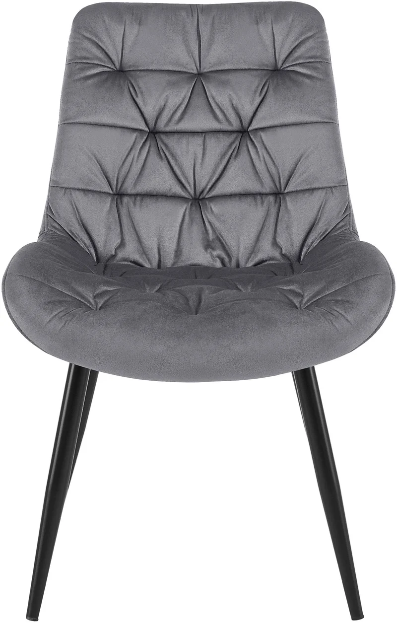 Chaises de salle à manger x2 en velours gris foncé cadre en métal noir confort & élégance intemporelle 10_0007412