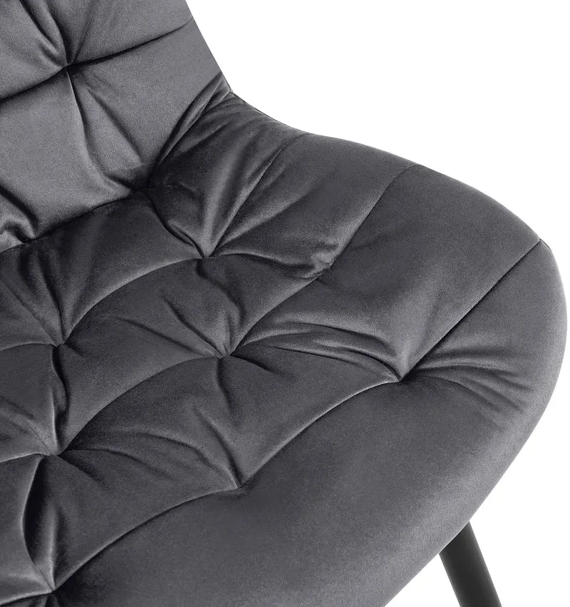 Chaises de salle à manger x2 en velours gris foncé cadre en métal noir confort & élégance intemporelle 10_0007412