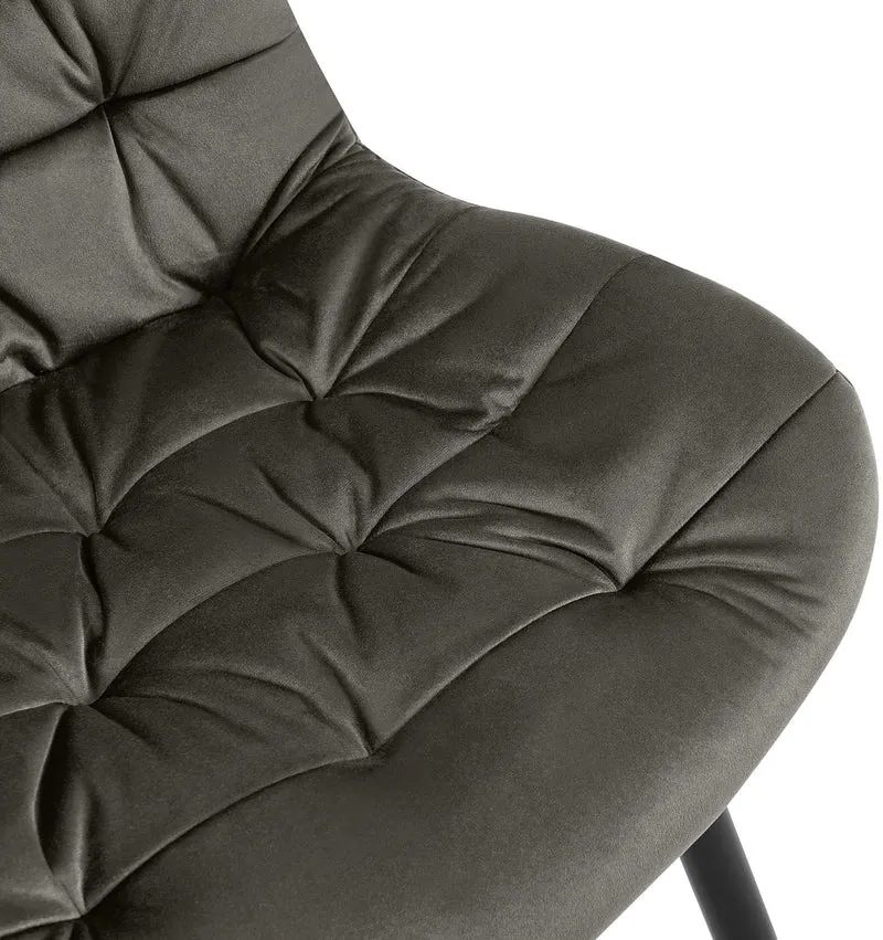 Chaise de salle à manger x1 en velours anthracite cadre en métal noir confort & élégance intemporelle 10_0007229