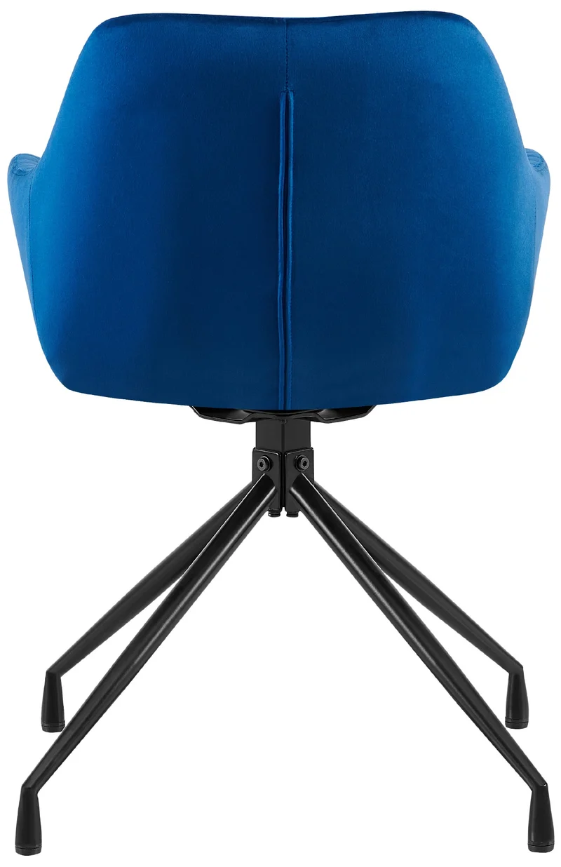 Lot de 2 fauteuils en velours bleu à piétement étoile en métal noir – Chaise style contemporain 10_0007680