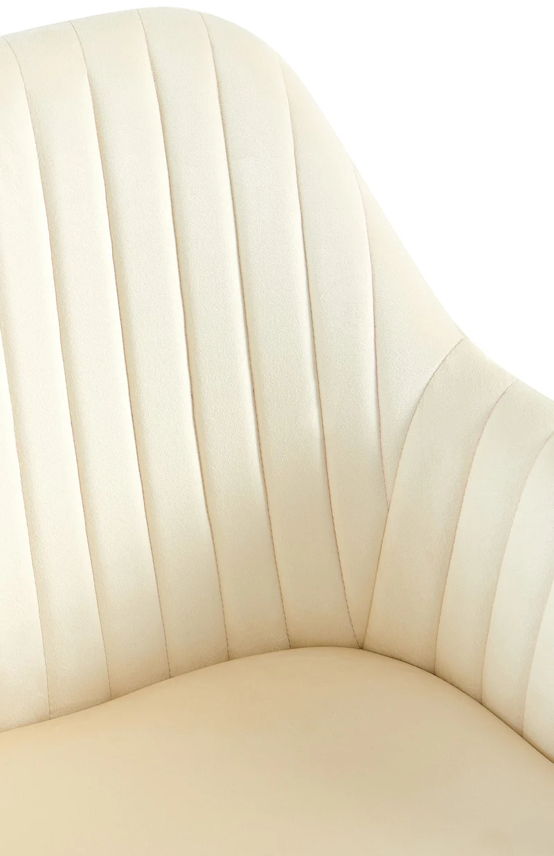 Lot de 2 fauteuils en velours crème à piétement étoile en métal noir – Chaise style contemporain 10_0007534