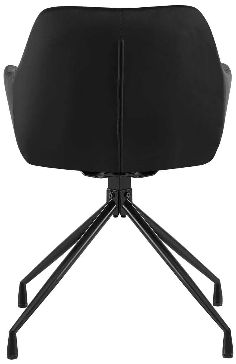 Fauteuil en velours noir à piétement étoile en métal noir – Chaise confortable style contemporain 10_0007401