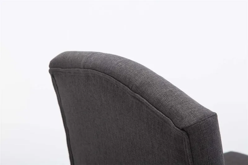 Tabouret de bar chaise haute avec dossier capitonné tissu gris foncé et pieds en bois clair 10_0000075