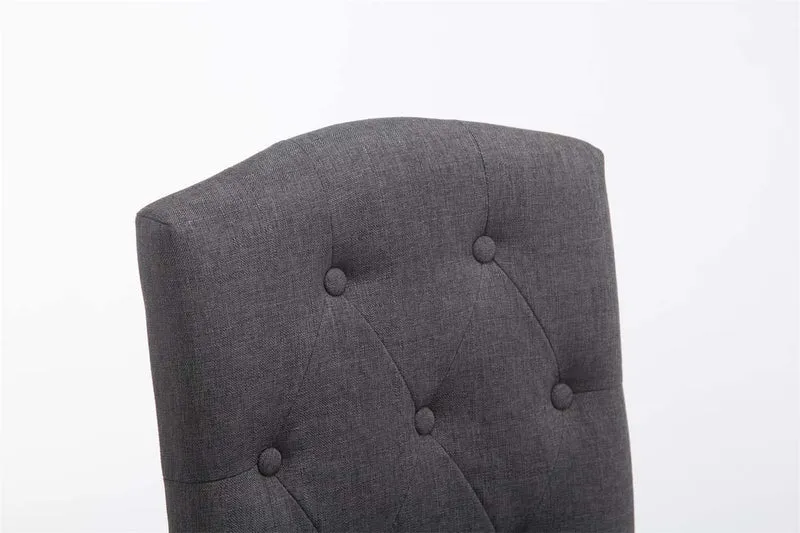 Tabouret de bar chaise haute avec dossier capitonné tissu gris foncé et pieds en bois clair 10_0000075