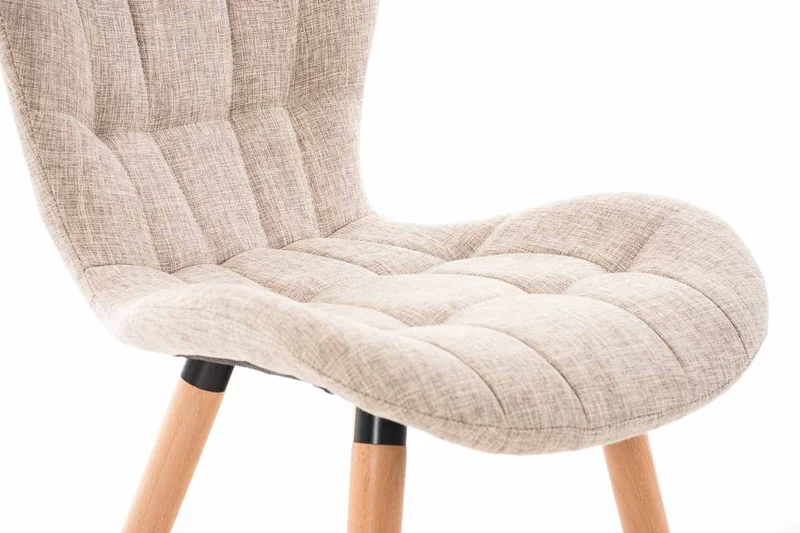 Chaise de salle à manger x1 dossier haut coutures décoratives assise en tissu crème 10_0007265