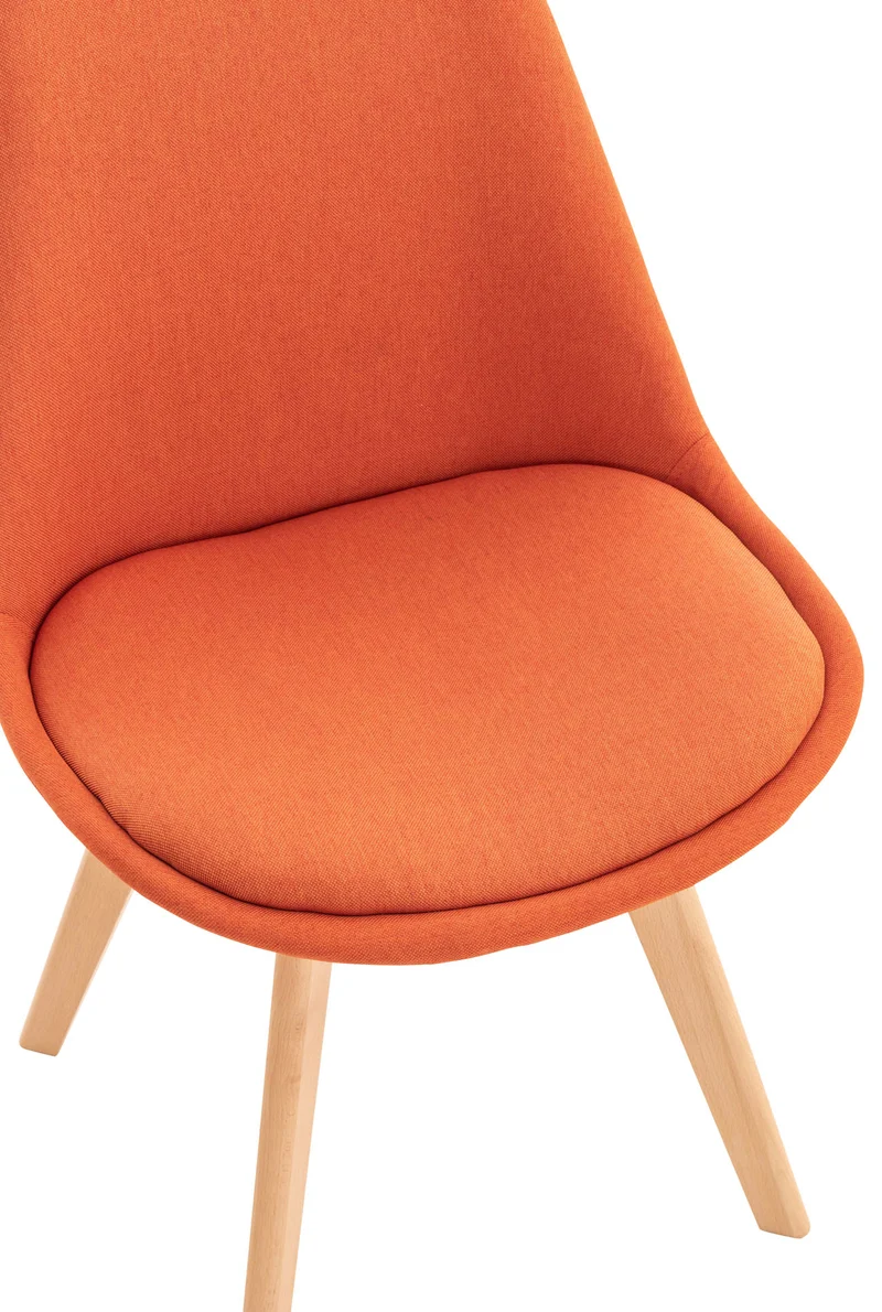 Chaise de salle à manger x1 design scandinave en tissu orange et pieds en bois clair 10_0007295