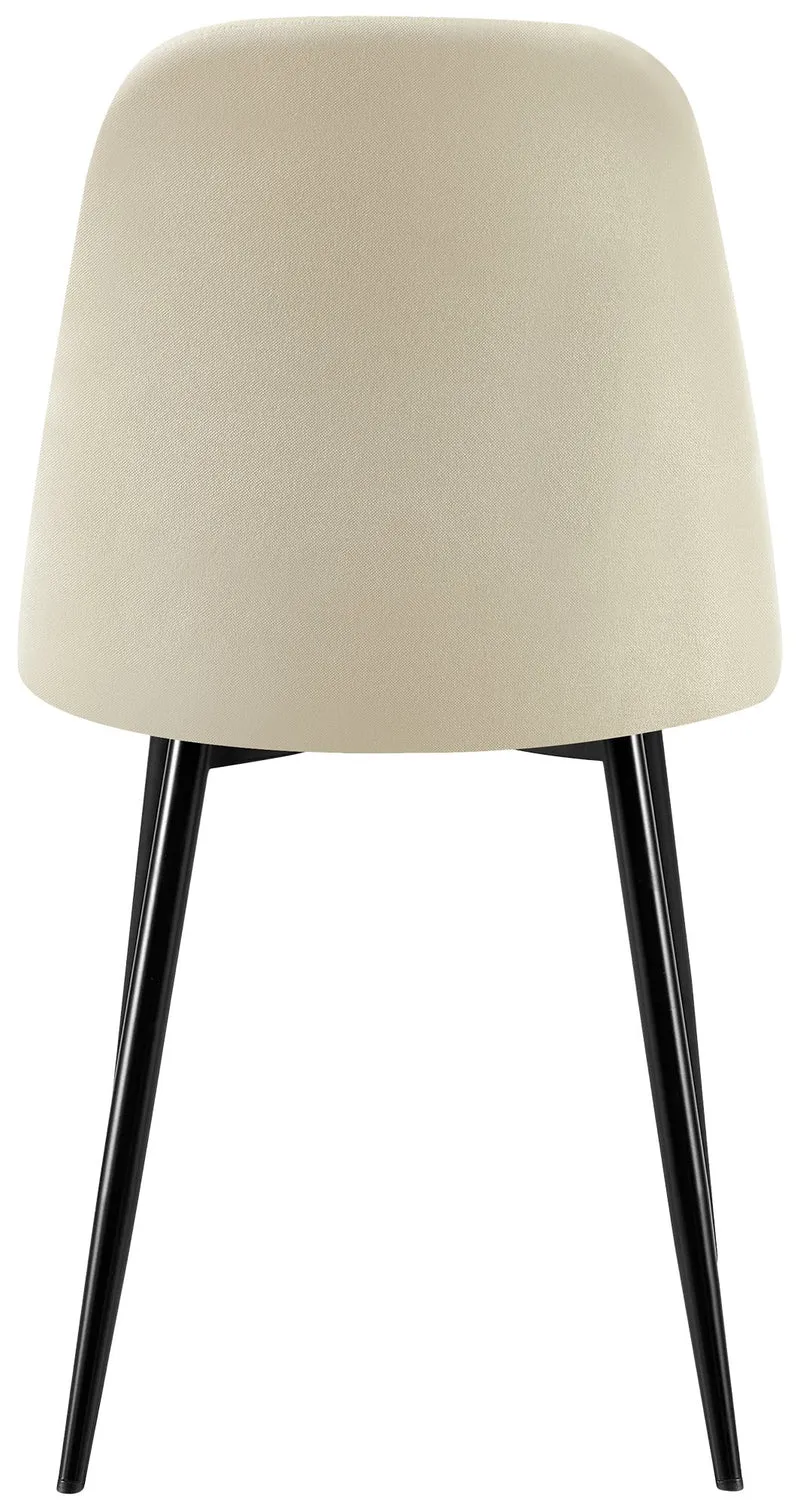 Chaises de salle à manger x4 coutures décoratives losanges assise en tissu crème pieds métal noir mat 10_0007734