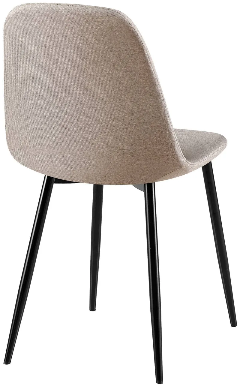 Chaises de salle à manger x4 coutures décoratives losanges assise en tissu gris pieds métal noir mat 10_0007684