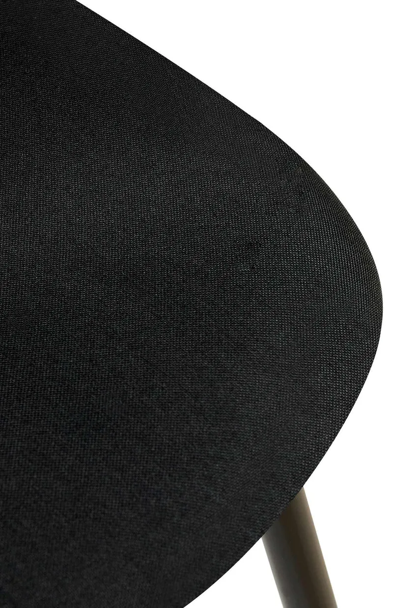 Chaise de salle à manger x1 coutures décoratives losanges assise en tissu noir pieds métal noir mat 10_0007274
