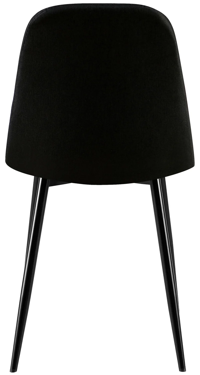Chaise de salle à manger x1 coutures décoratives losanges assise en tissu noir pieds métal noir mat 10_0007274