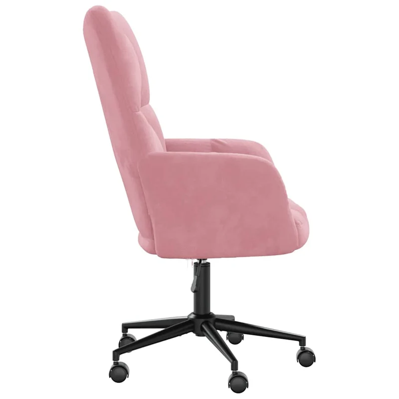 Fauteuil lounge chaise de bureau sur roulettes design moderne en velours rose DEC026758