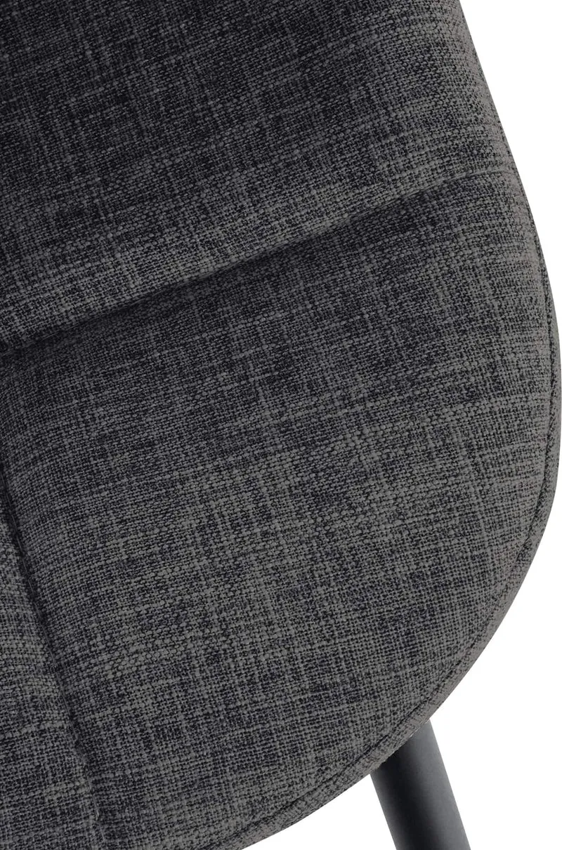 Chaise de salle à manger x1 surpiqûres décoratives en tissu noir piètement en métal 10_0007418