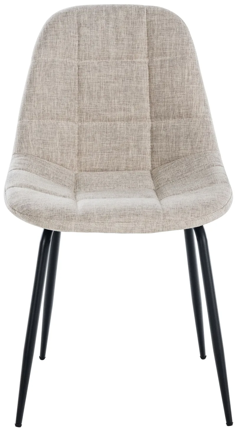 Chaise de salle à manger x1 surpiqûres décoratives en tissu crème piètement en métal 10_0007365