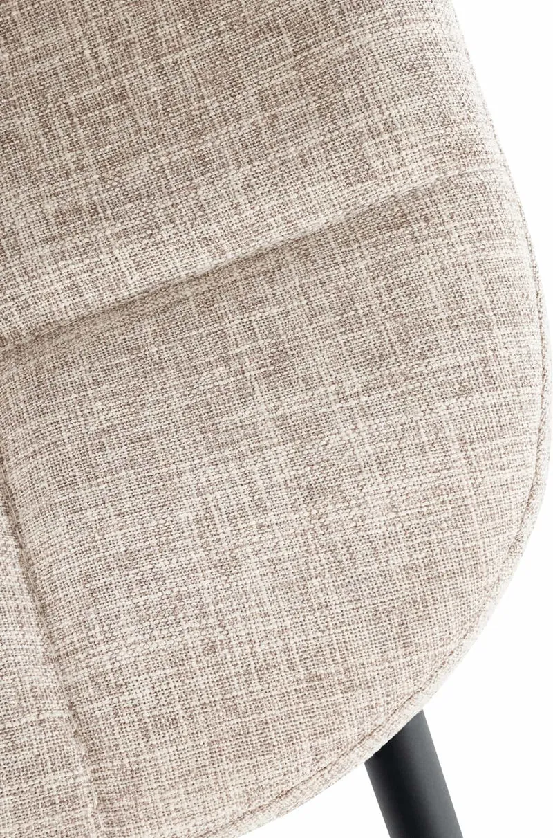 Chaise de salle à manger x1 surpiqûres décoratives en tissu crème piètement en métal 10_0007365