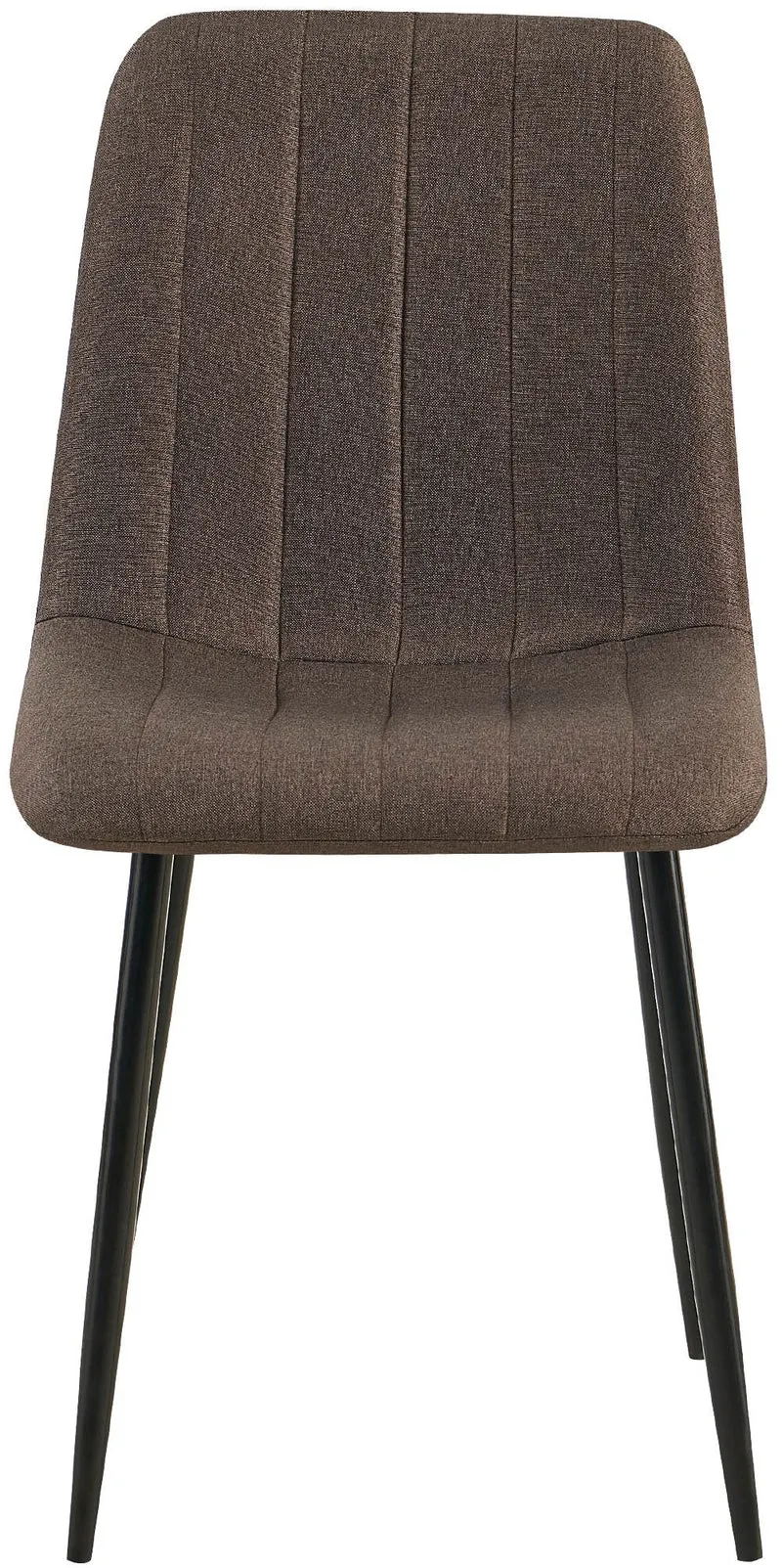 Chaises de salle à manger x4 coutures décoratives verticales assise en tissu marron pieds en métal noir 10_0007500