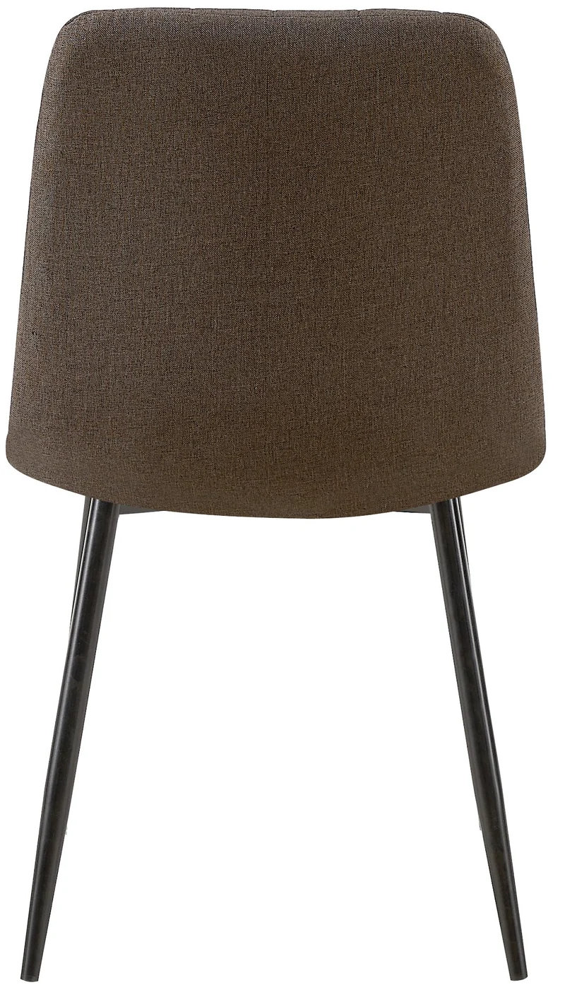 Chaise de salle à manger x1 coutures décoratives verticales assise en tissu marron pieds en métal noir 10_0007271