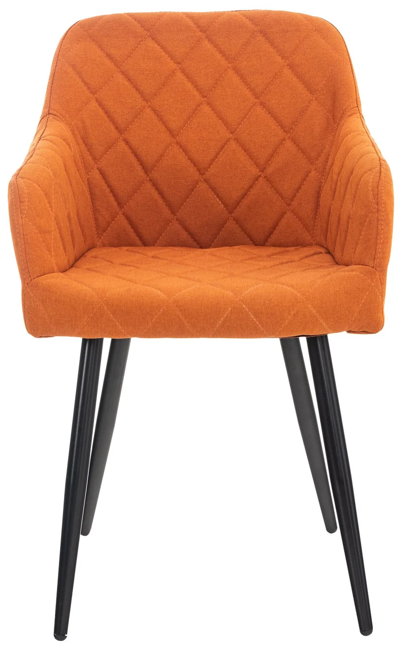 Lot de 2 chaises de salle à manger design retro coutures décoratives en losanges assise en tissu orange 10_0007339