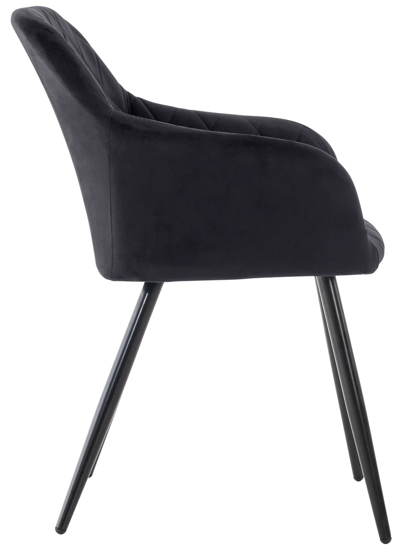 Lot de 2 chaises de salle à manger design retro coutures décoratives en losanges assise en velours noir 10_0007318