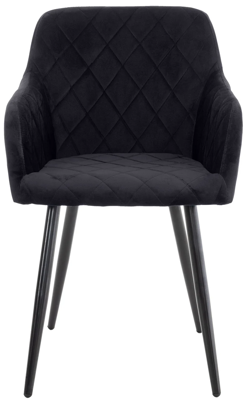Chaise de salle à manger x1 design retro coutures décoratives en losanges assise en velours noir 10_0007230