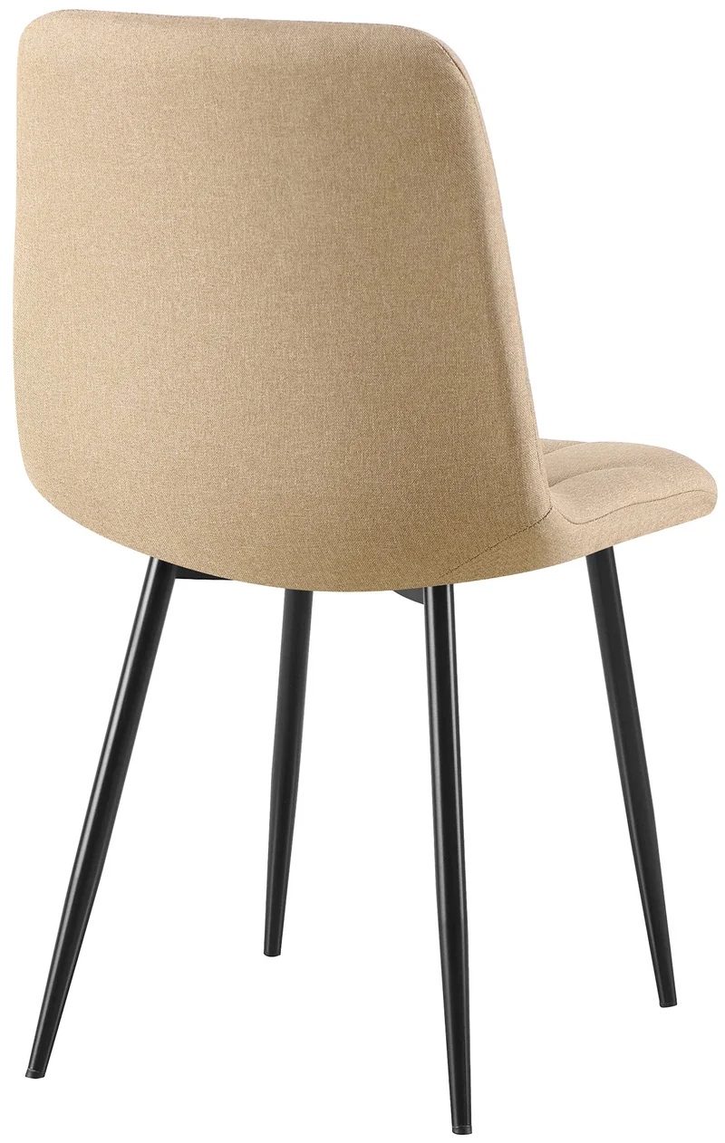 Lot de 2 chaises de salle à manger design moderne surpiqûres en losange tissu taupe et cadre métal noir 10_0007410