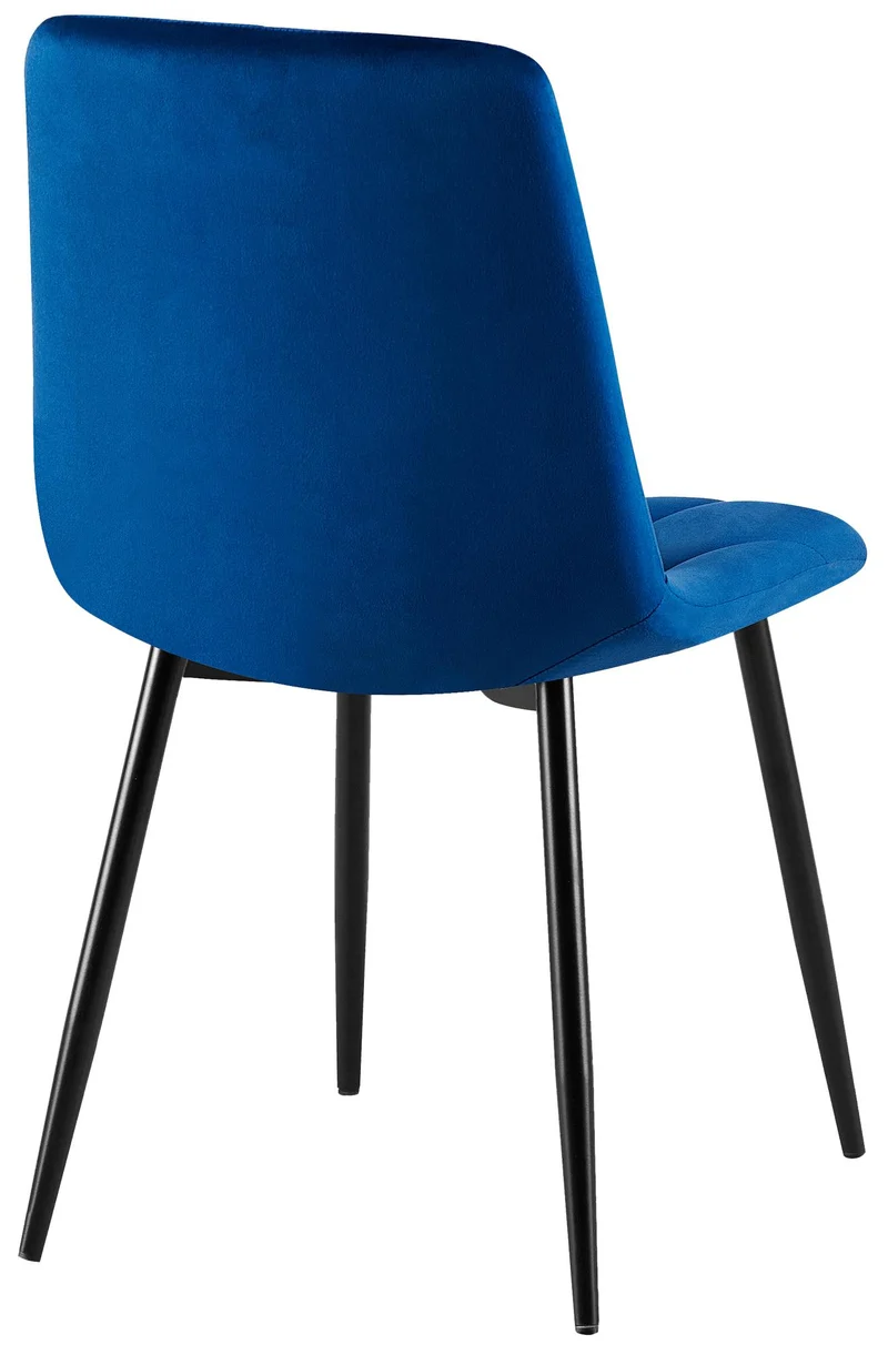 Lot de 2 chaises de salle à manger design moderne surpiqûres en losange velours bleu foncé et cadre métal noir 10_0007395