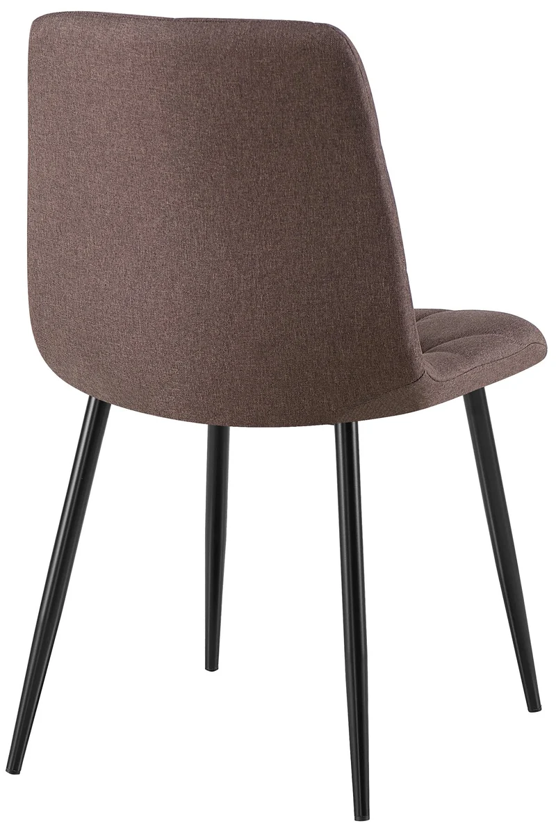 Lot de 2 chaises de salle à manger design moderne surpiqûres en losange tissu marron et cadre métal noir 10_0007349