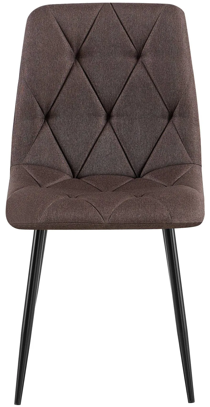 Lot de 2 chaises de salle à manger design moderne surpiqûres en losange tissu marron et cadre métal noir 10_0007349