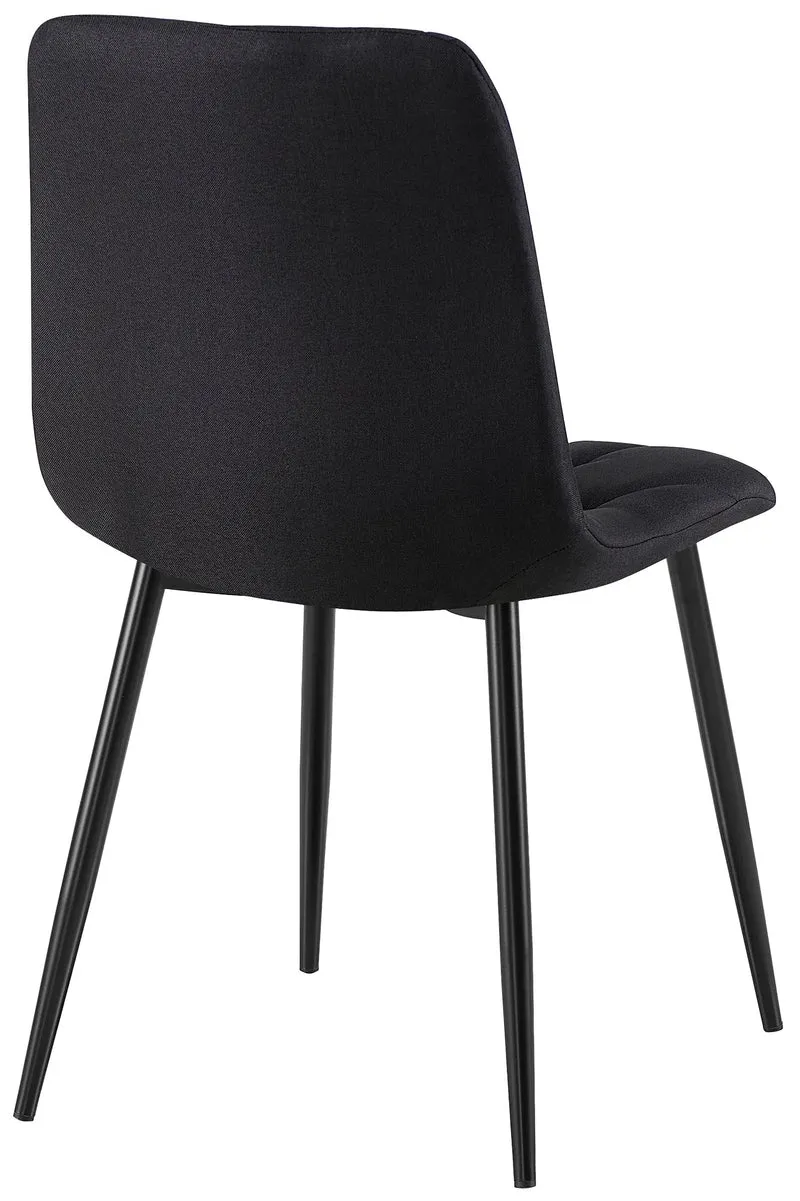 Lot de 2 chaises de salle à manger design moderne surpiqûres en losange tissu noir et cadre métal noir 10_0007337