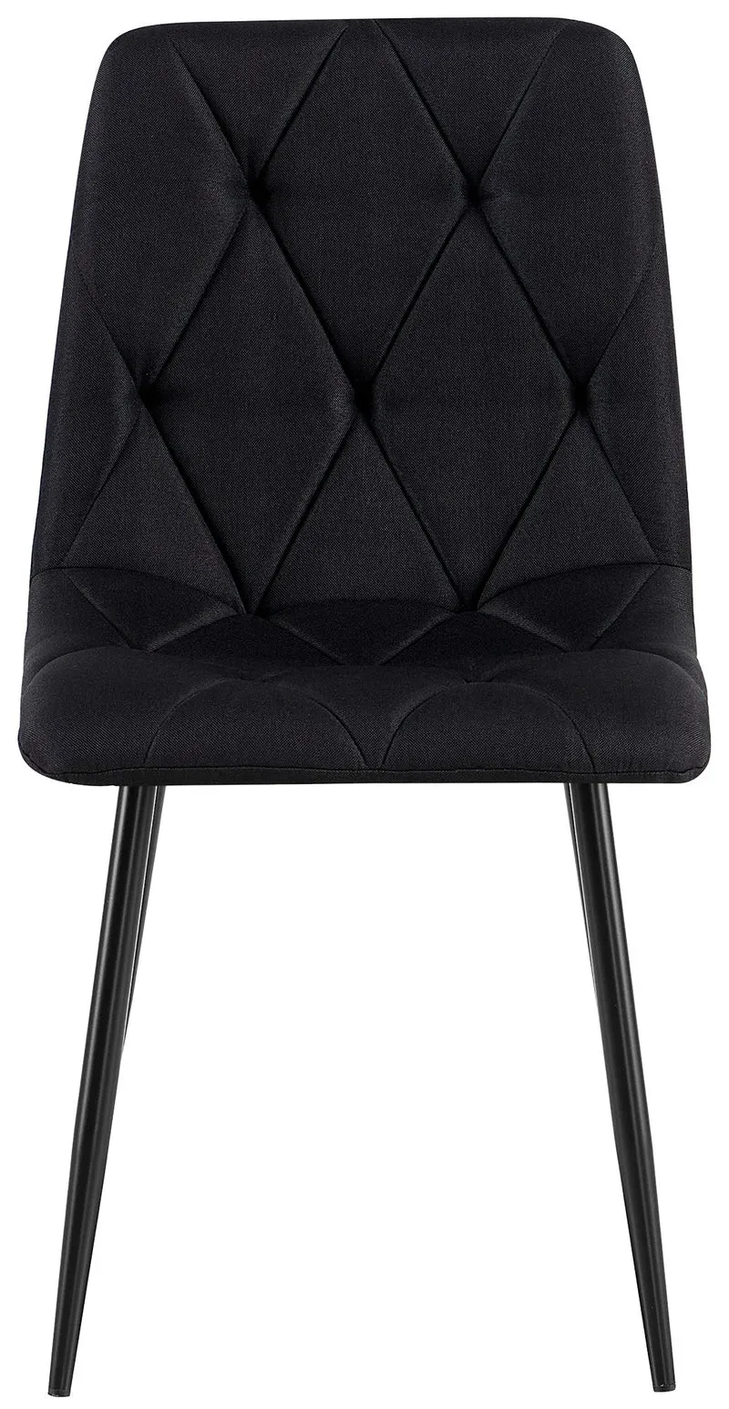 Lot de 2 chaises de salle à manger design moderne surpiqûres en losange tissu noir et cadre métal noir 10_0007337