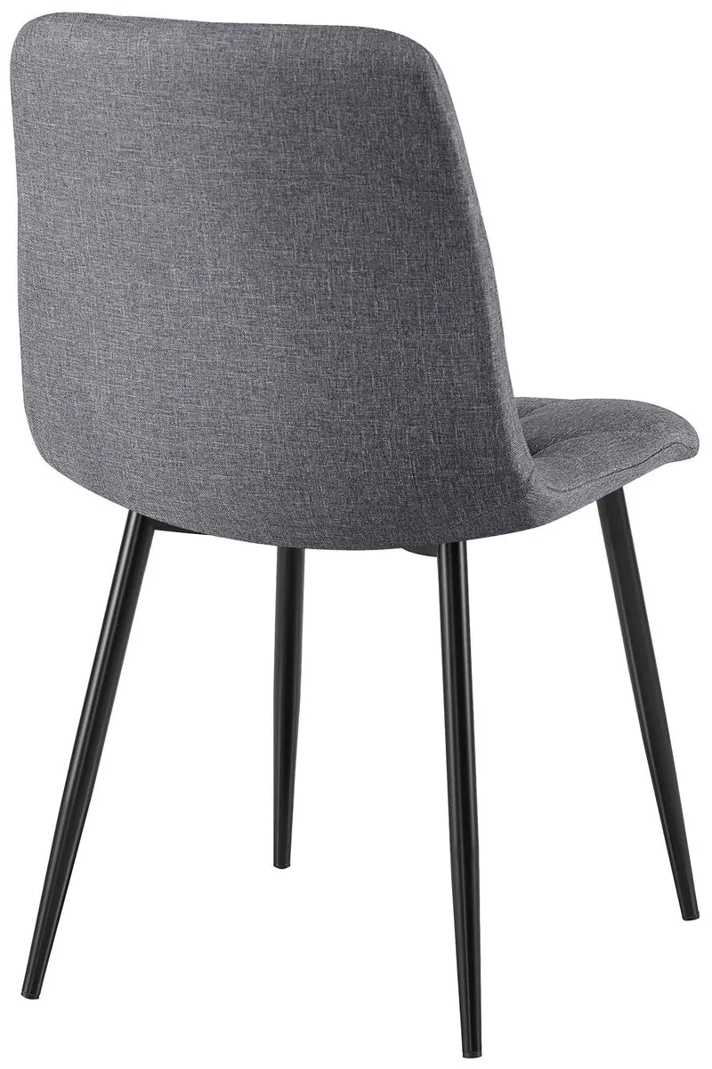 Lot de 2 chaises de salle à manger design moderne surpiqûres en losange tissu gris foncé et cadre métal noir 10_0007336