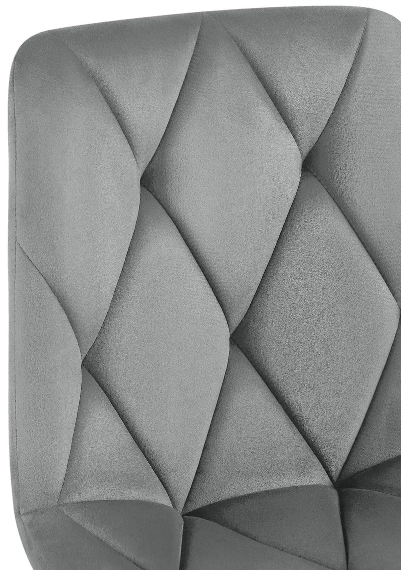 Lot de 2 chaises de salle à manger design moderne surpiqûres en losange velours gris et cadre métal noir 10_0007316