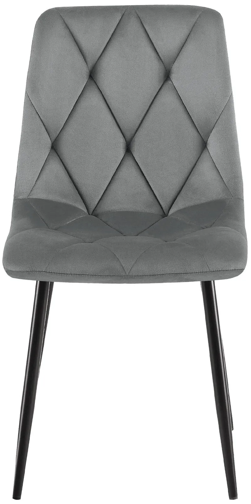 Lot de 2 chaises de salle à manger design moderne surpiqûres en losange velours gris et cadre métal noir 10_0007316