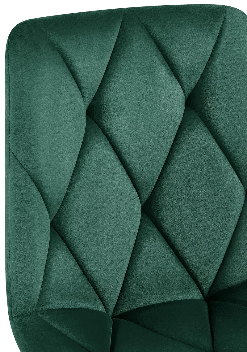 Lot de 2 chaises de salle à manger design moderne surpiqûres en losange velours vert et cadre métal noir 10_0007315