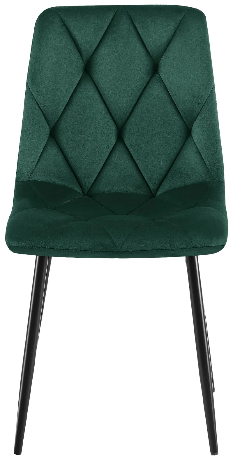 Lot de 2 chaises de salle à manger design moderne surpiqûres en losange velours vert et cadre métal noir 10_0007315