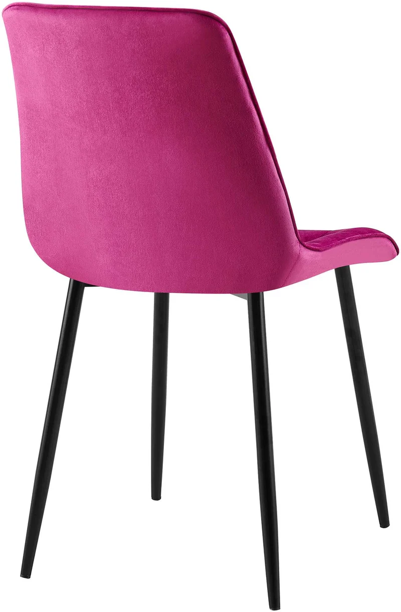 Lot de 2 chaises de salle à manger coutures décoratives carrées en velours violet cadre métal noir 10_0007746