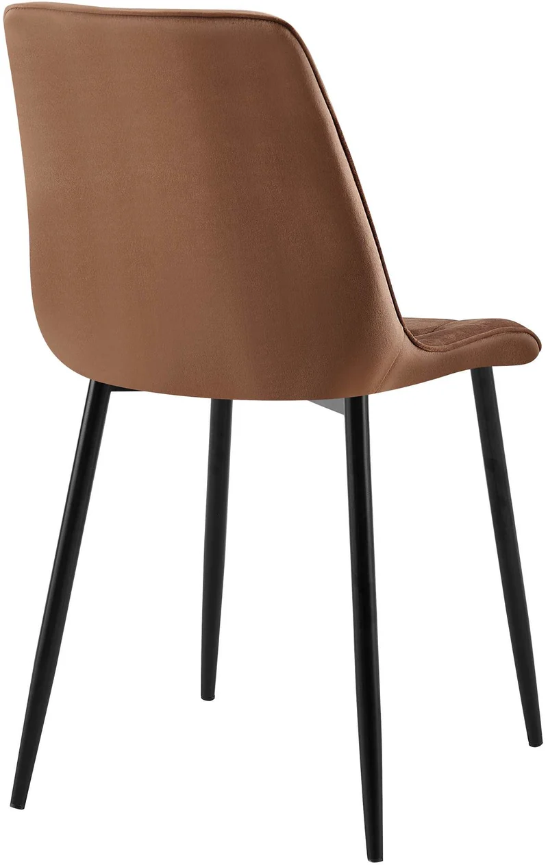 Lot de 2 chaises de salle à manger coutures décoratives carrées en velours marron cadre métal noir 10_0007644