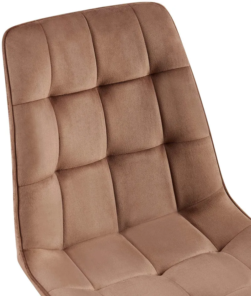 Lot de 2 chaises de salle à manger coutures décoratives carrées en velours marron cadre métal noir 10_0007644