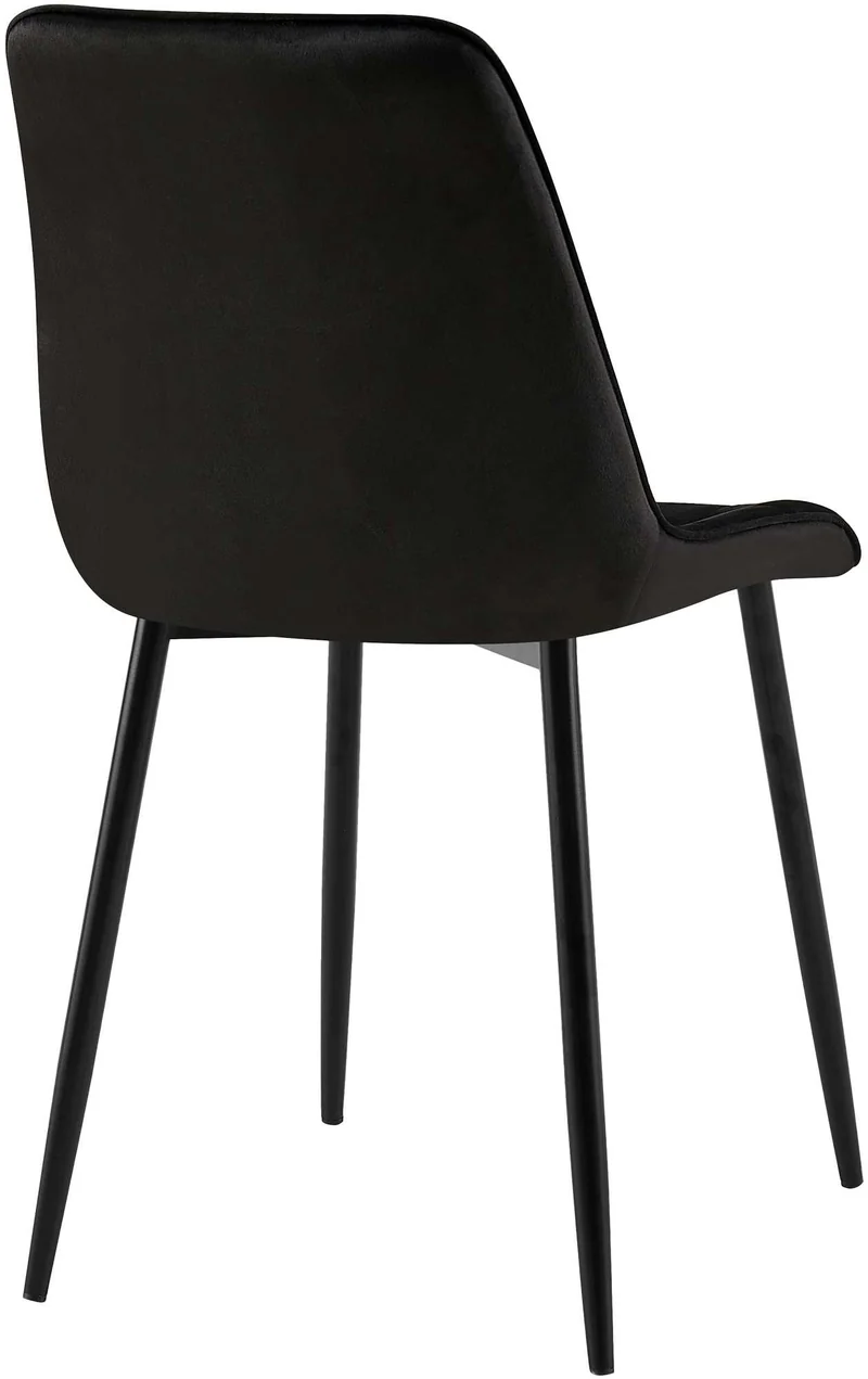 Lot de 2 chaises de salle à manger coutures décoratives carrées en velours noir cadre métal noir 10_0007565