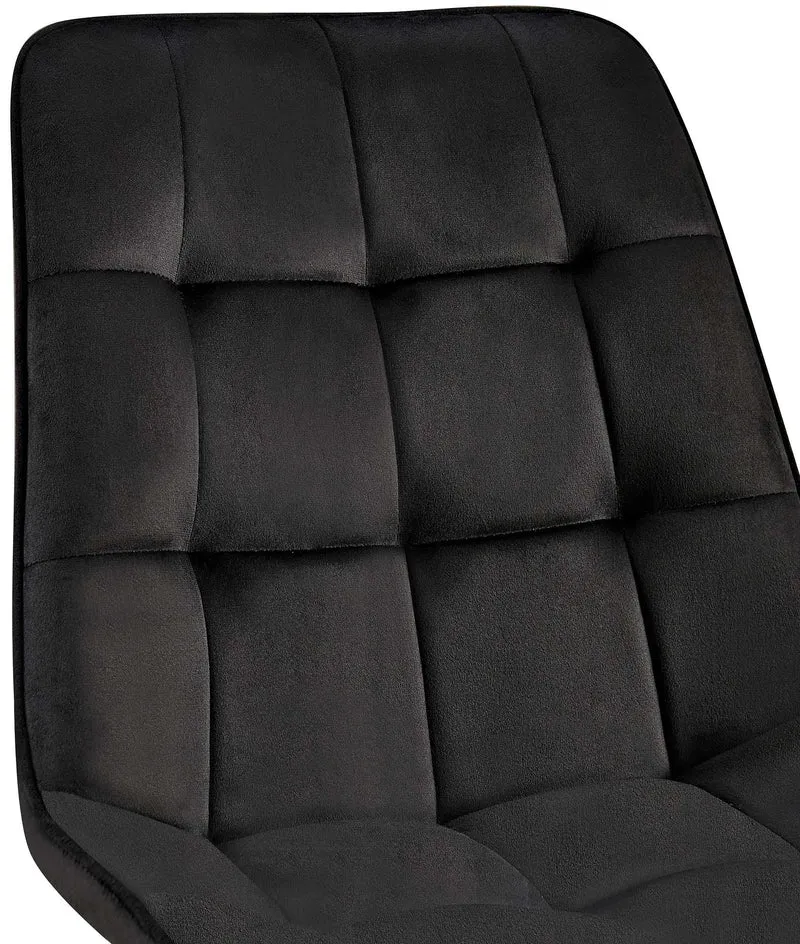 Lot de 2 chaises de salle à manger coutures décoratives carrées en velours noir cadre métal noir 10_0007565
