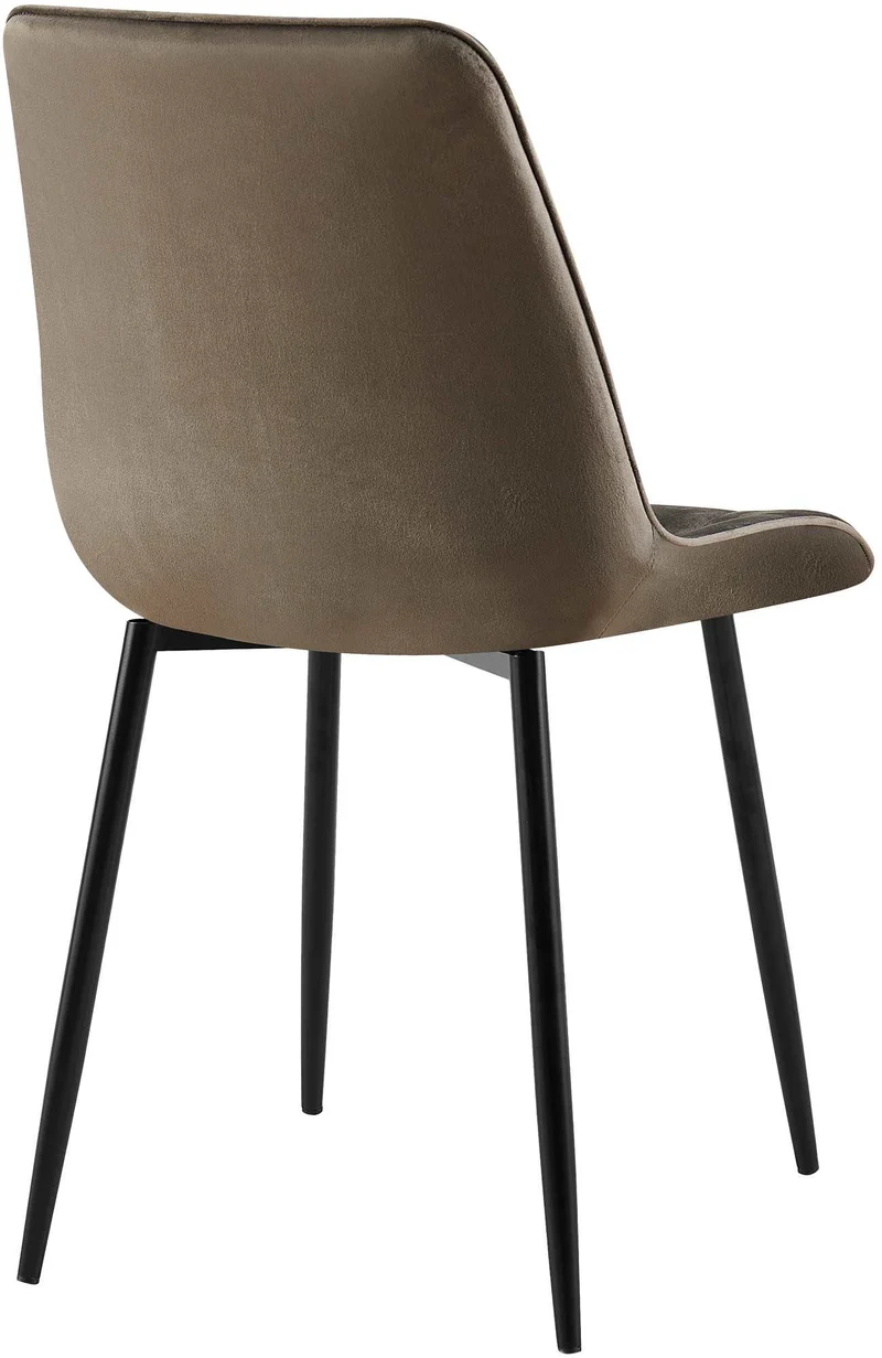 Lot de 2 chaises de salle à manger coutures décoratives carrées en velours gris foncé cadre métal noir 10_0007553