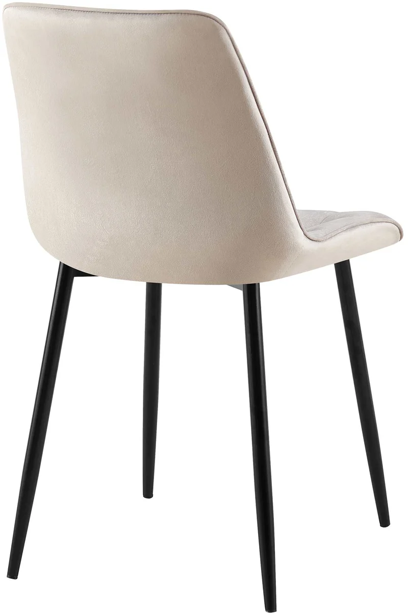 Lot de 2 chaises de salle à manger coutures décoratives carrées en velours gris cadre métal noir 10_0007478