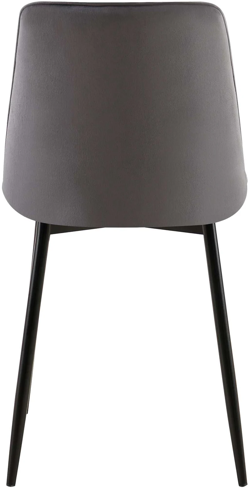 Lot de 2 chaises de salle à manger coutures décoratives carrées en velours gris foncé cadre métal noir 10_0007471