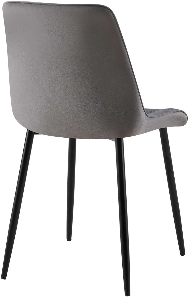 Lot de 2 chaises de salle à manger coutures décoratives carrées en velours gris foncé cadre métal noir 10_0007471