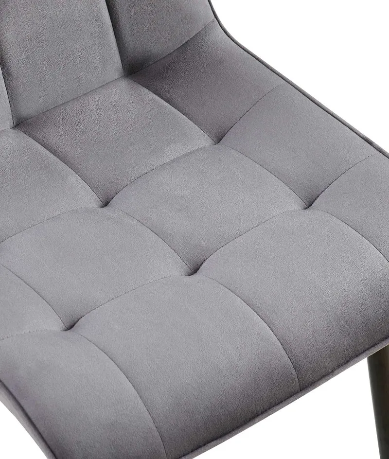 Lot de 2 chaises de salle à manger coutures décoratives carrées en velours gris foncé cadre métal noir 10_0007471