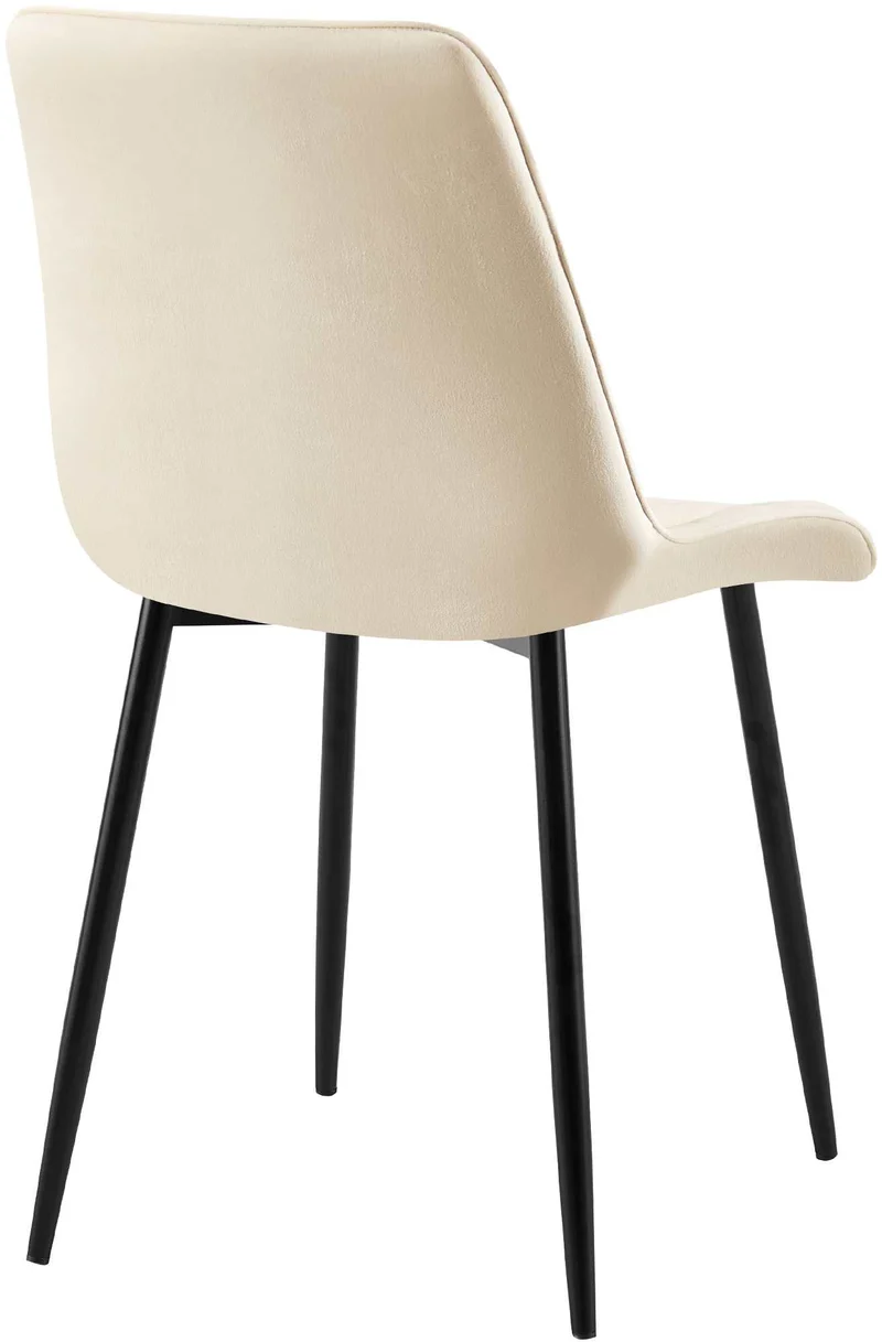 Lot de 2 chaises de salle à manger coutures décoratives carrées en velours crème cadre métal noir 10_0007434