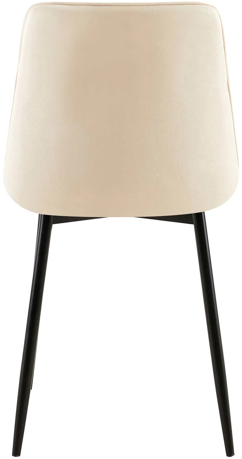 Lot de 2 chaises de salle à manger coutures décoratives carrées en velours crème cadre métal noir 10_0007434